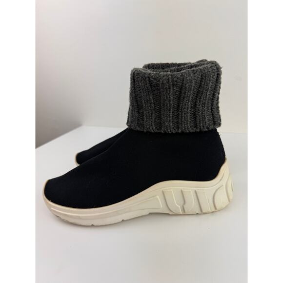 MIU MIU PRADA BLACK / GRAY KNIT 5T285C LETTERING LOGO SOCK HI TOP SNEAKERS 37 - Picture 5 of 12